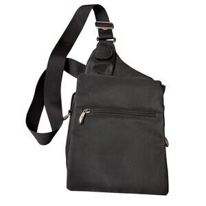 Travelon Black Crossbody Shoulder Bag Organizer Purse Pockets Anti Theft Strap
